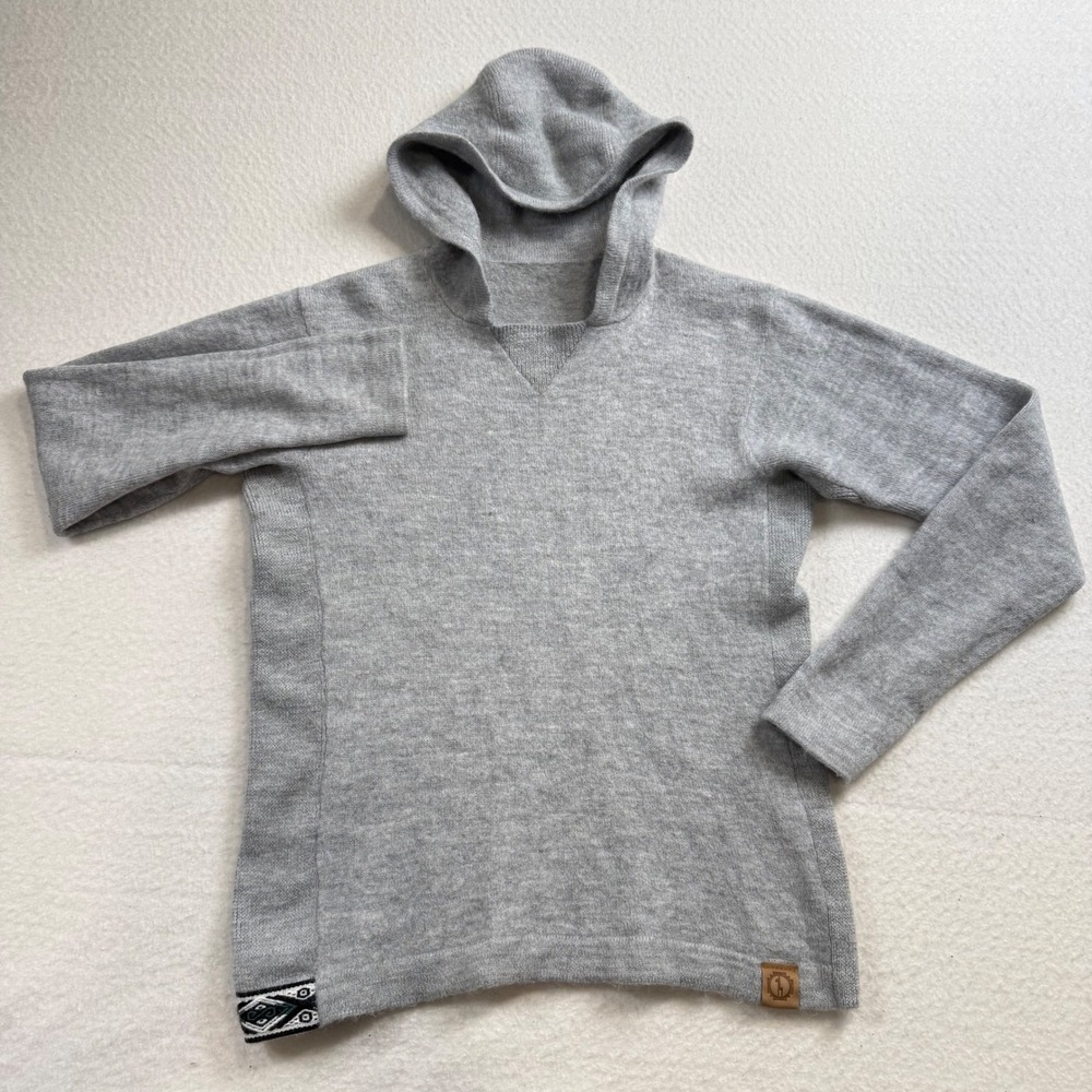 PAKA "The Hoodie" Sweater Gray Royal Alpaca Pullover Stretchy Hiking Soft M